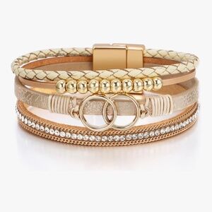 🐆 Leopard Bracelet for Women | Boho Leather Wrap Multi-Layer Pearl & Crystal Ba